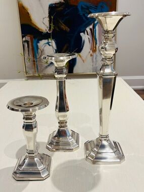 Pottery Barn Vintage Silver Plated Candlestick Set